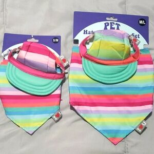 Colorful Striped PETS Hat and Bandana Set